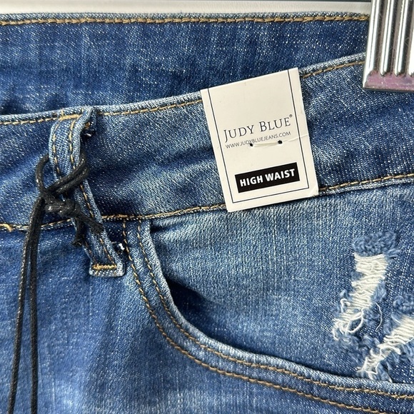 Judy Blue high rise leopard patchwork denim Raw hem shorts size 1XL.NWT - Picture 5 of 11